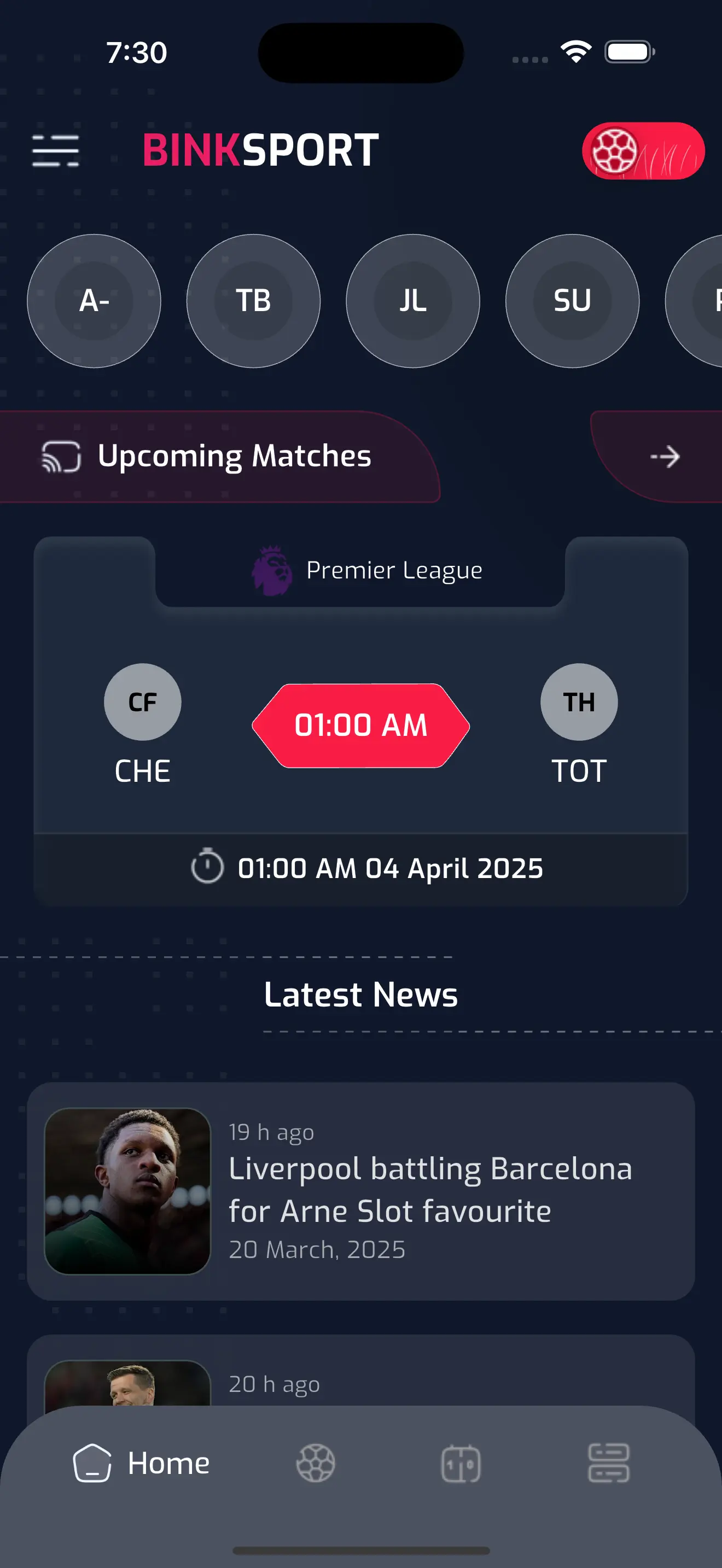 Football App Screenshot